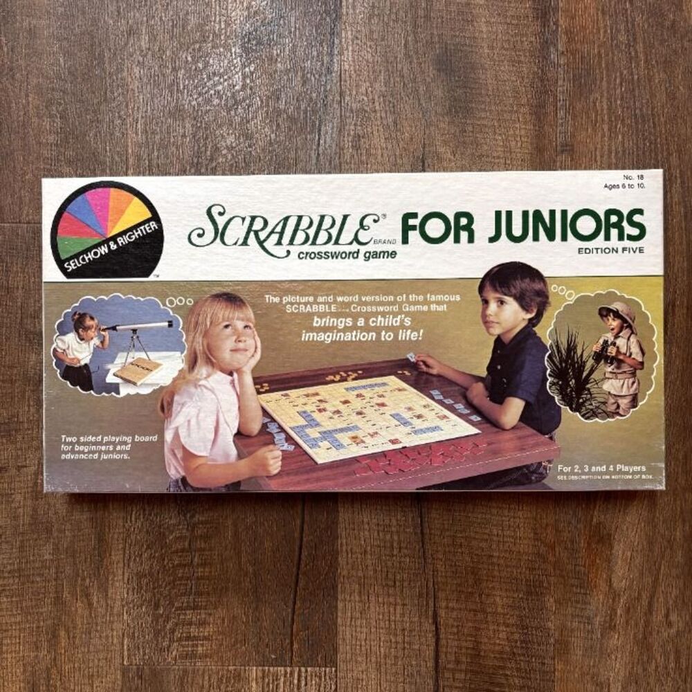 Scrabble for Juniors 1982 Jr Edition Five Vintage Two Sided Board Game